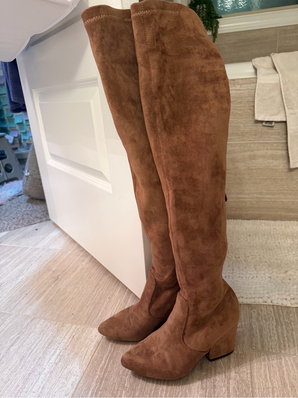 Women's Brown Suede Calf Wedge Boots